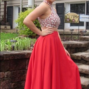 Red 2 piece Prom Dress
